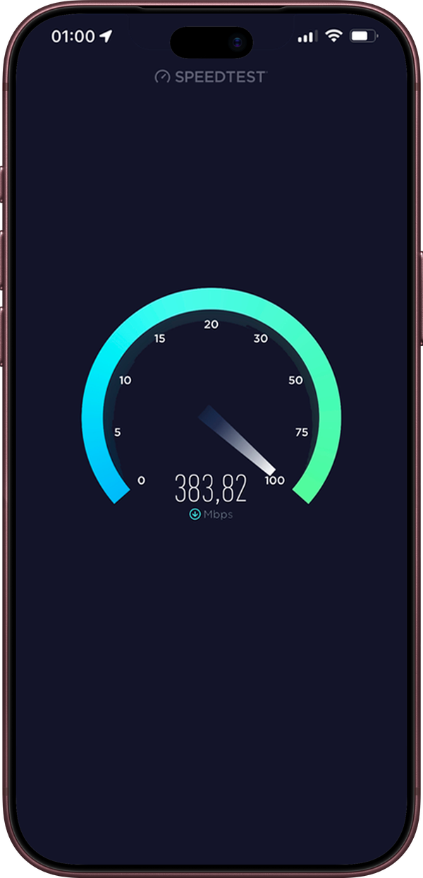 Speedtest на iPhone с включённым VPN